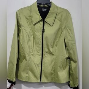 Anthracite Lime Green Women's Zip-Front Jacket